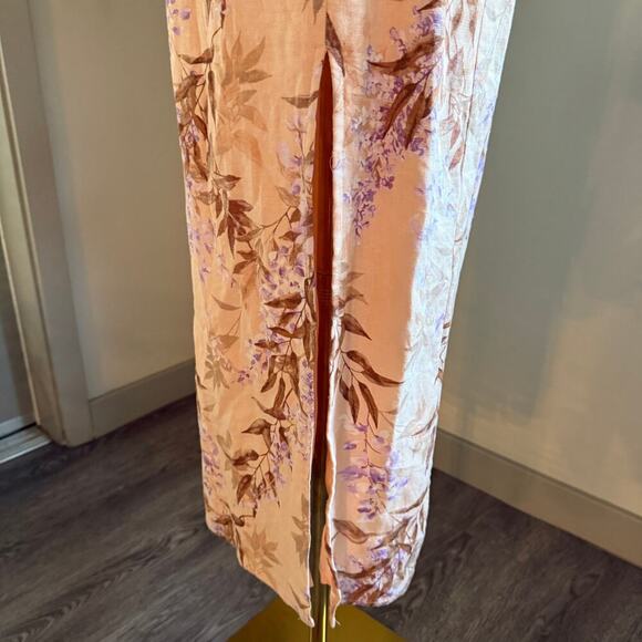 House of Harlow Puff Sleeve Midi Dress Small Palm Floral Cottagecore Feminine S - Picture 5 of 9